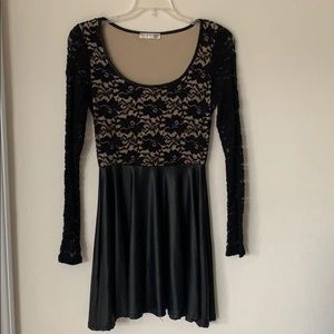 Black lace long sleeve dress